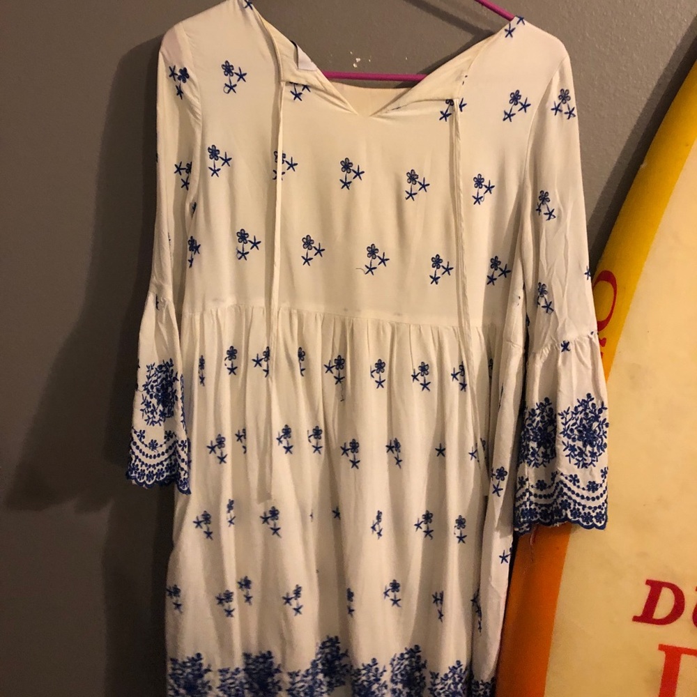 Blue and white dress